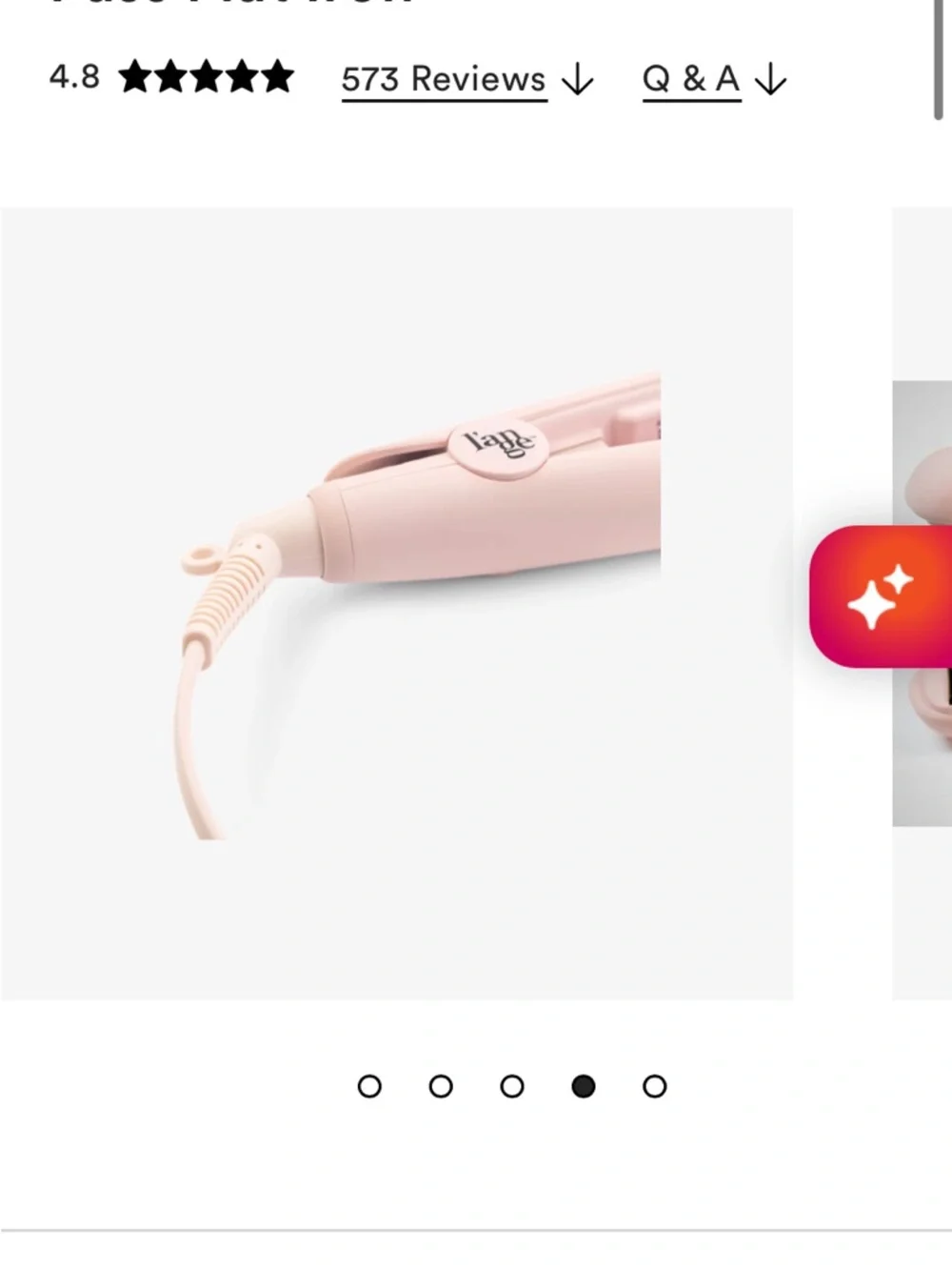 Lange Ceramic 1-Pass Flat Iron - Light Pink and White - Picture 5 of 8